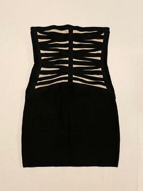 Guess by Marciano Metallic Bandage Cutout Strapless Mini Dress Medium